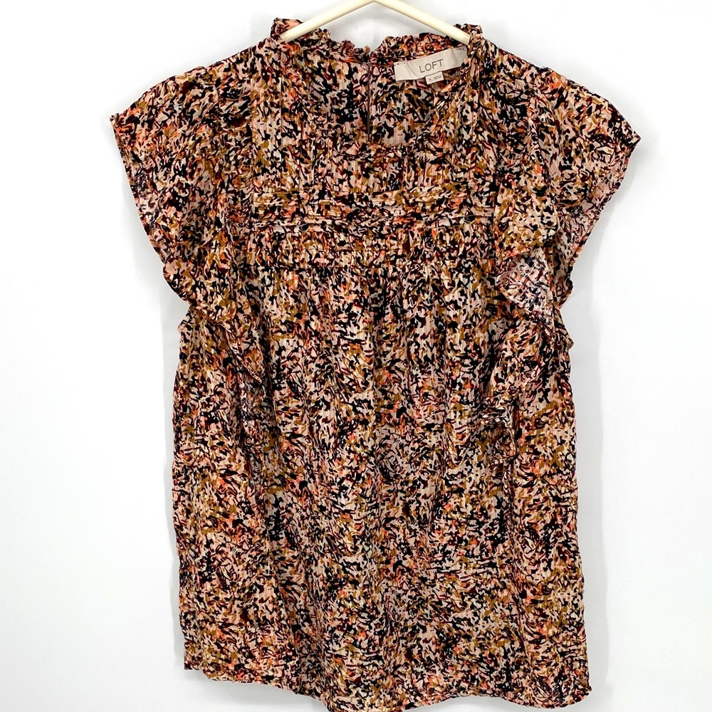 LOFT Women's Cap Sleeve Abstract Blouse Size Medium